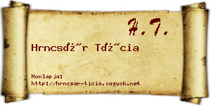 Hrncsár Tícia névjegykártya